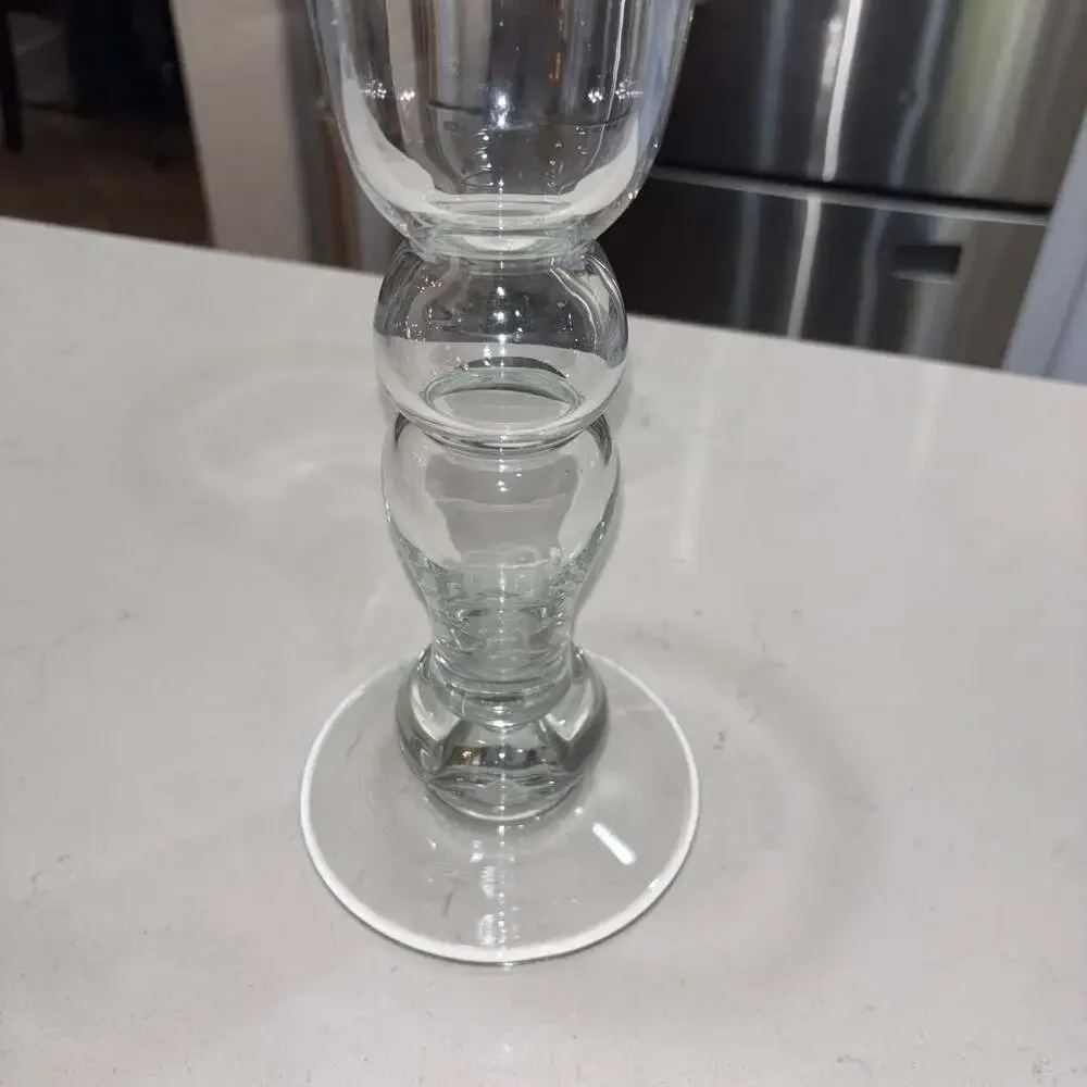 Clear Glass Trumpet Vase/Candle Holder Taper Pillar Candlestick